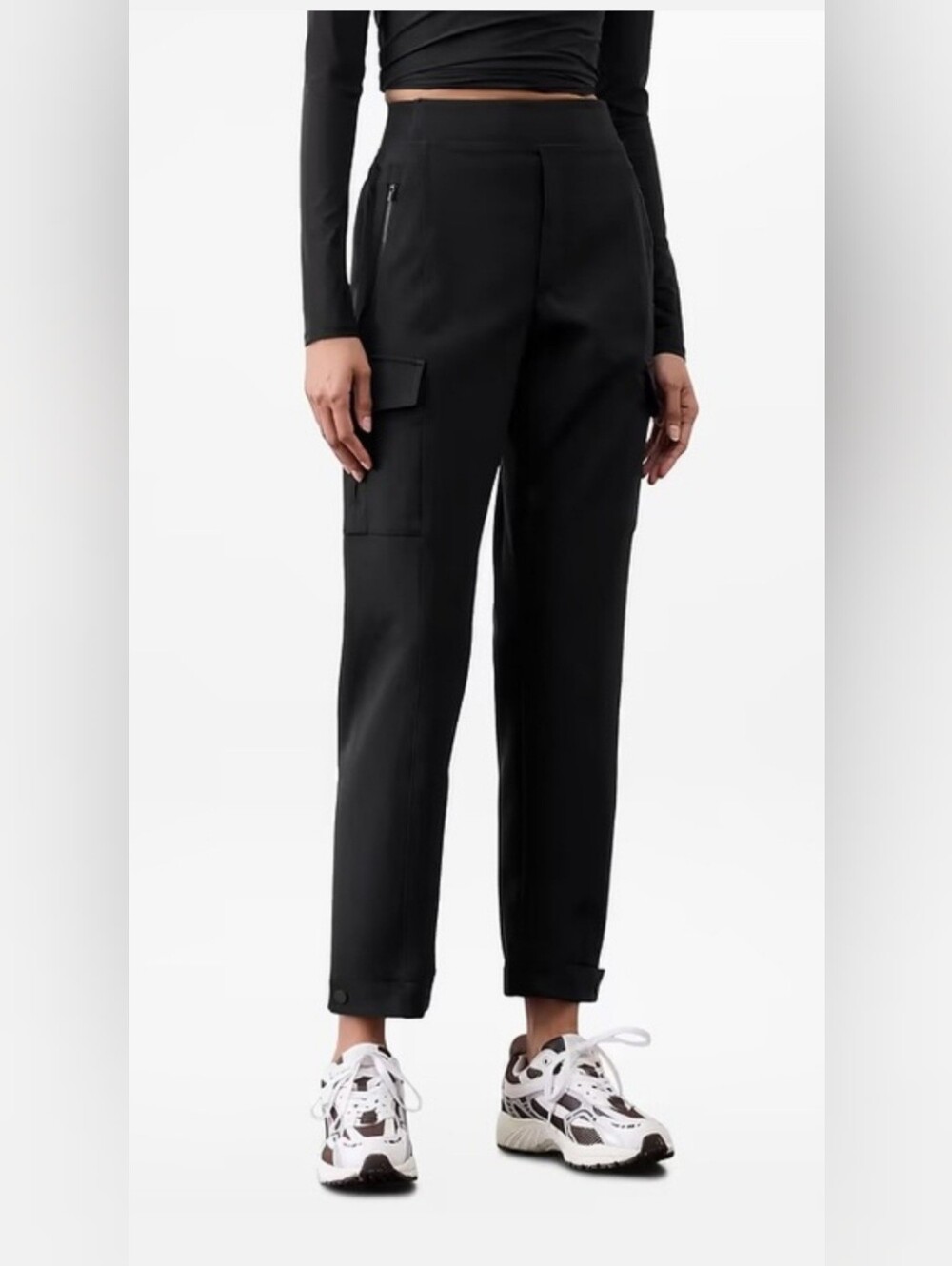 Athleta Black Endless High Rise Cargo Pant Black Size 6 Athletic